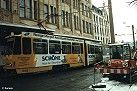 Gleisprovisorium vor dem Kaufhaus Horten während der Arbeiten am Tunnel